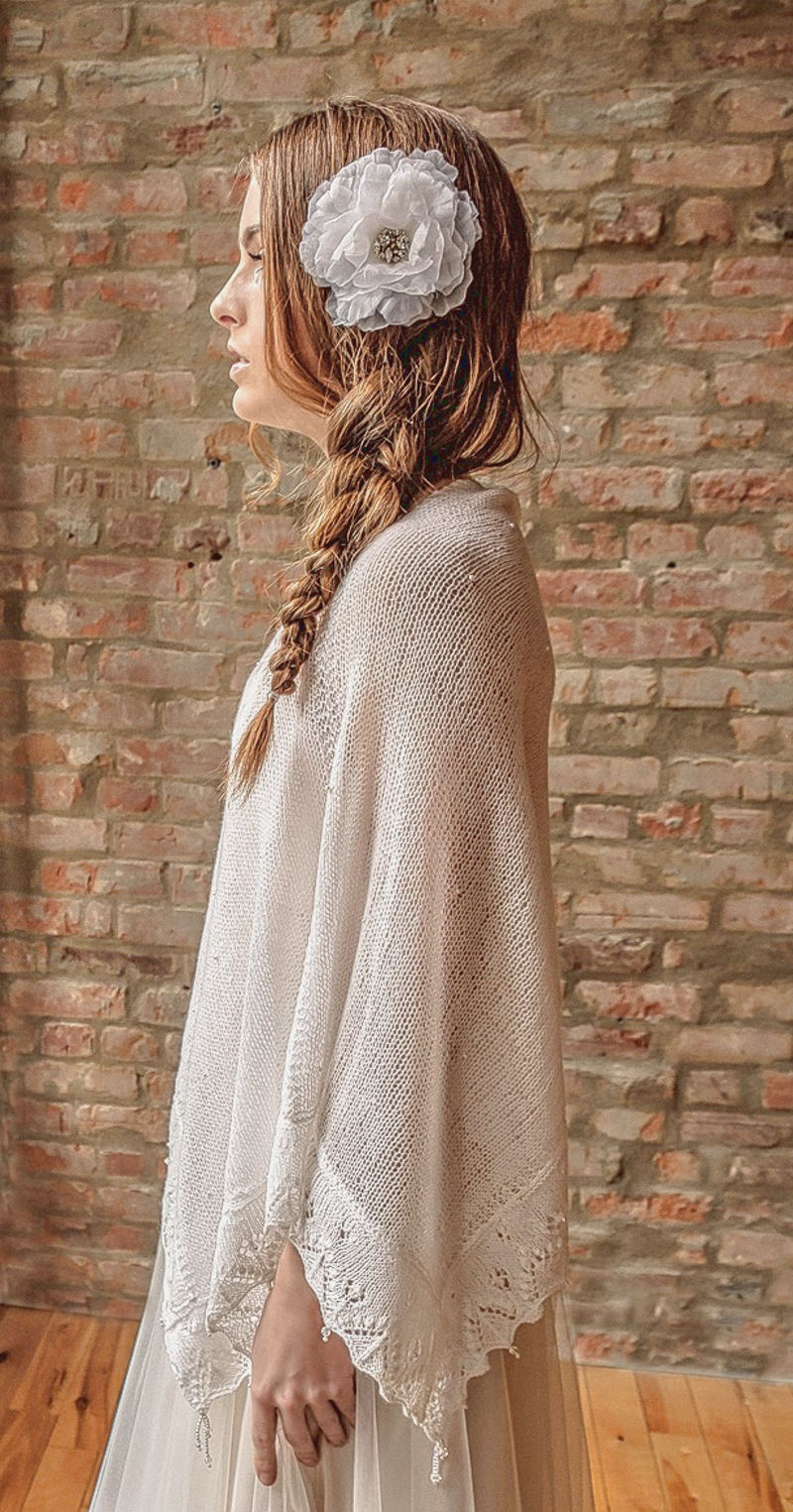 Myriam_Stylish Fall Winter Bridal Poncho Hand-knitted