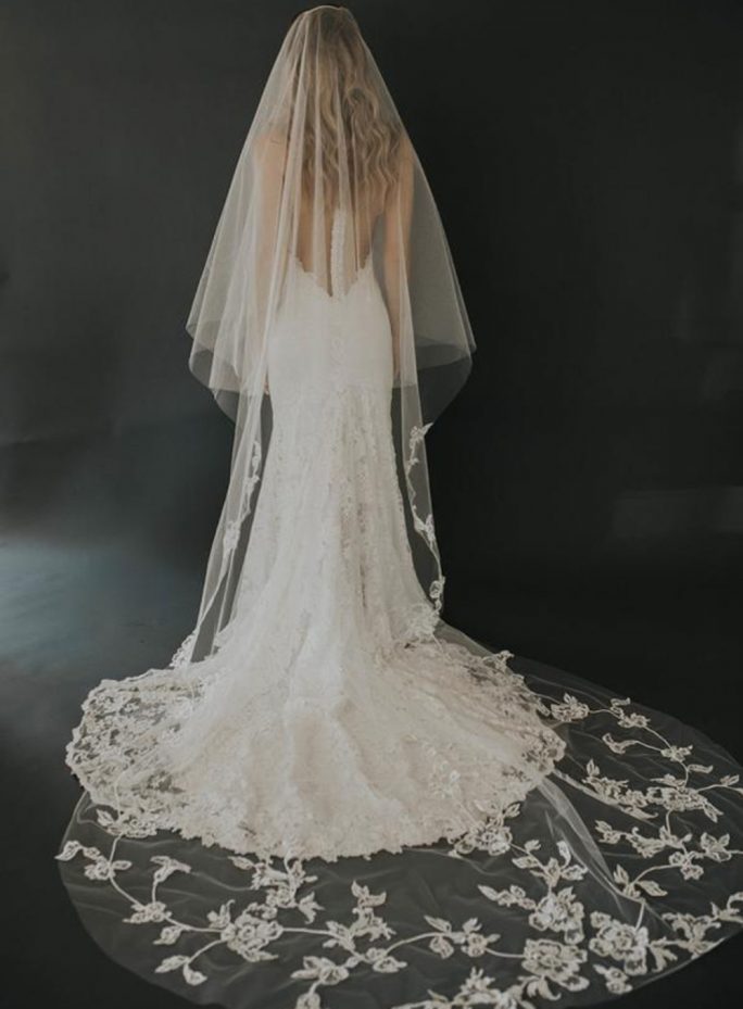 Francesca_Two-Tier Cathedral Bridal veil with Floral Embroidery