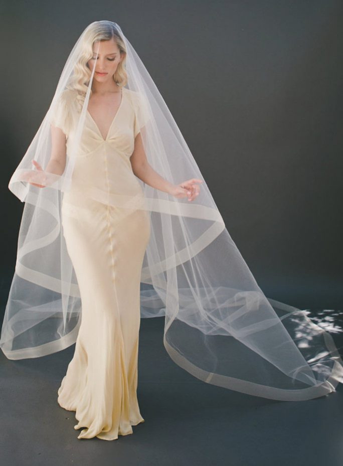 Amelia_Two Tier Cathedral Couture Bridal Veil with Horsehair Edge