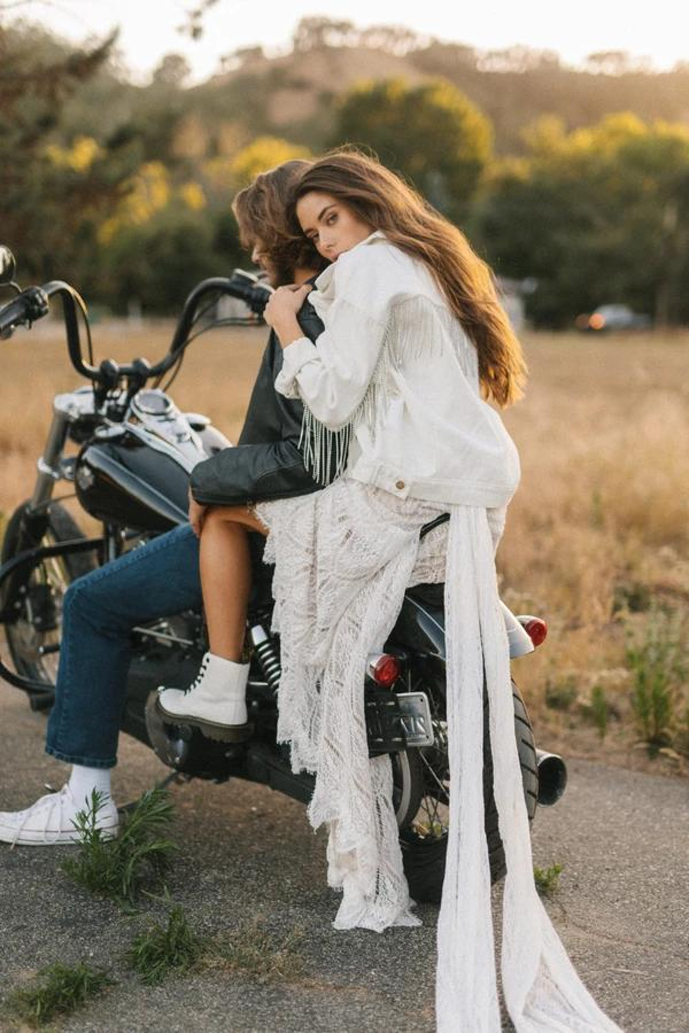 Selena_Stylish Bridal Bolero white jean jacket with rhinestones fringe